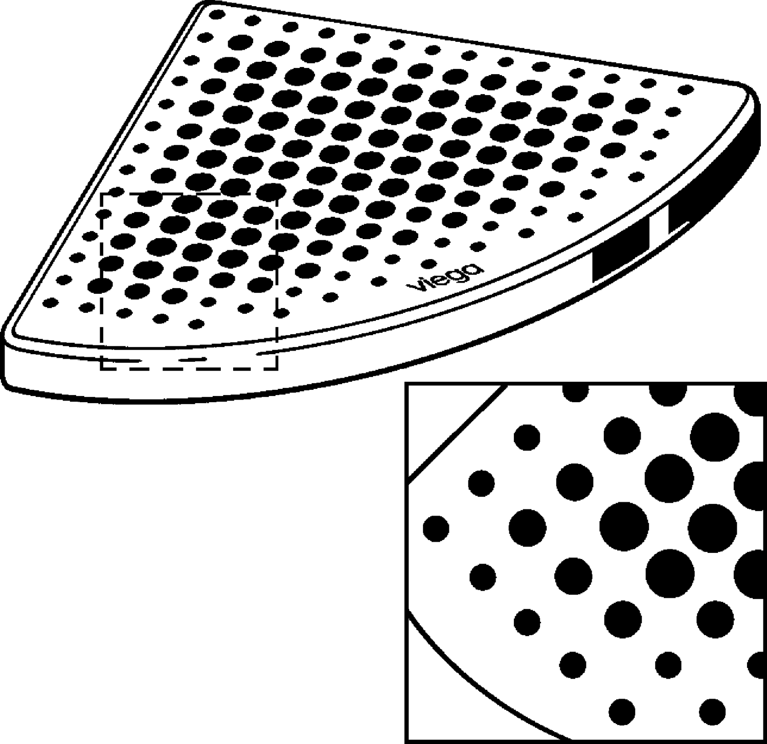 Канализационная арматура  Решетки  Треугольной формы (круглый) VIEGA 592 448 Модель 4973.40 Santreyd  - Вид №1