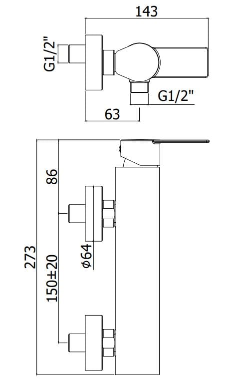 Смеситель для душа с 2 отверстиями RUBINETTERIA PAFFONI Tango ARCH-00077729 - Вид №2