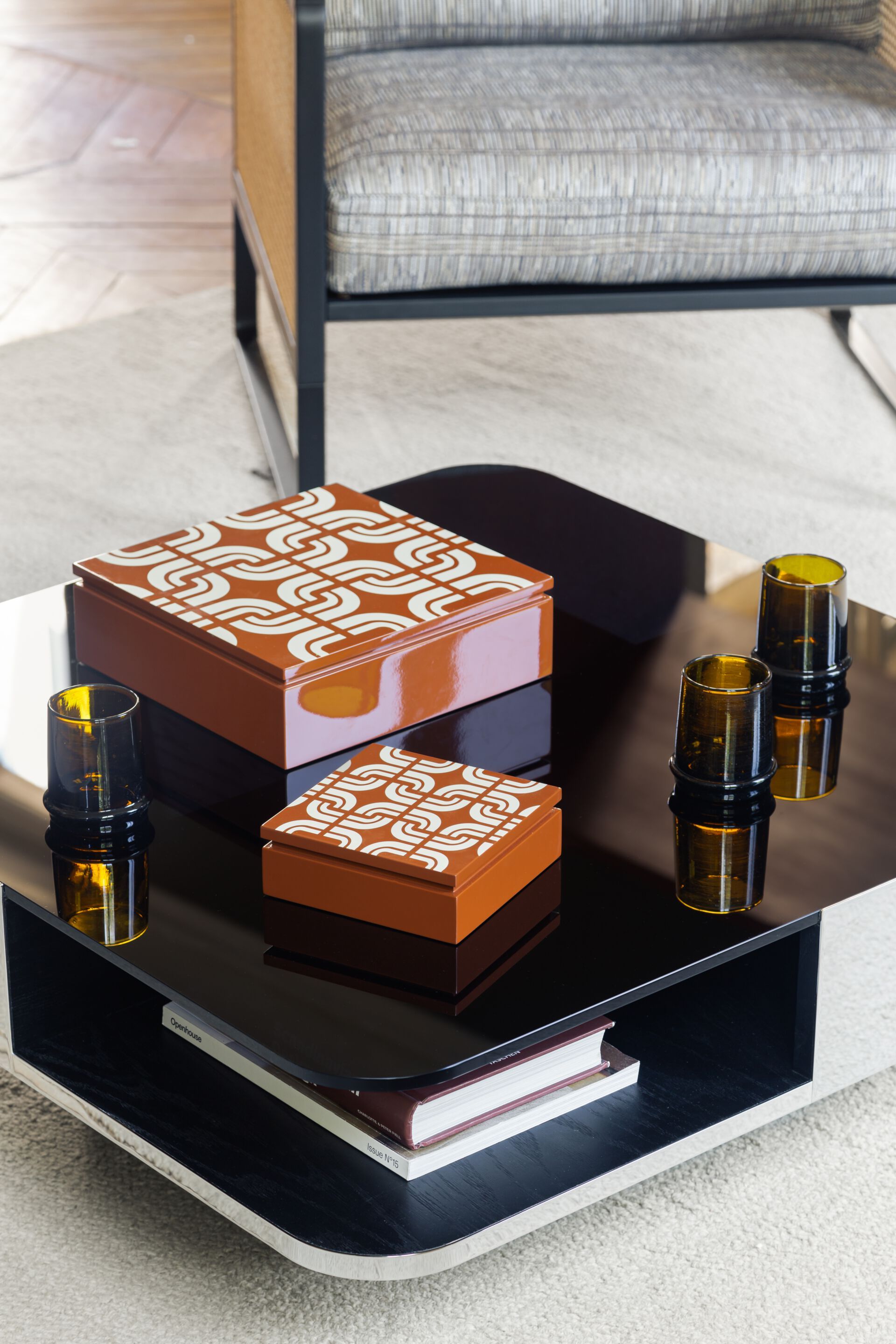 Прямоугольный журнальный столик из дерева и стекла в стиле 70-х годов для гостиной RED EDITION LOUNGE ARCH-00042019 - Вид №4