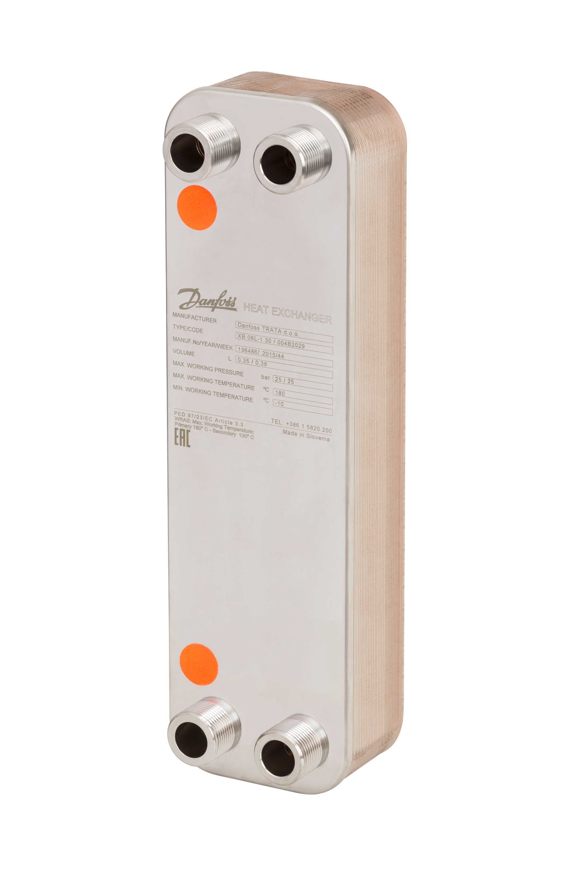 Danfoss Паяный пластинчатый теплообменник серии XB06 XB 06H-1 70 паяный пласт. теплообменник 004B2048  - Вид №2