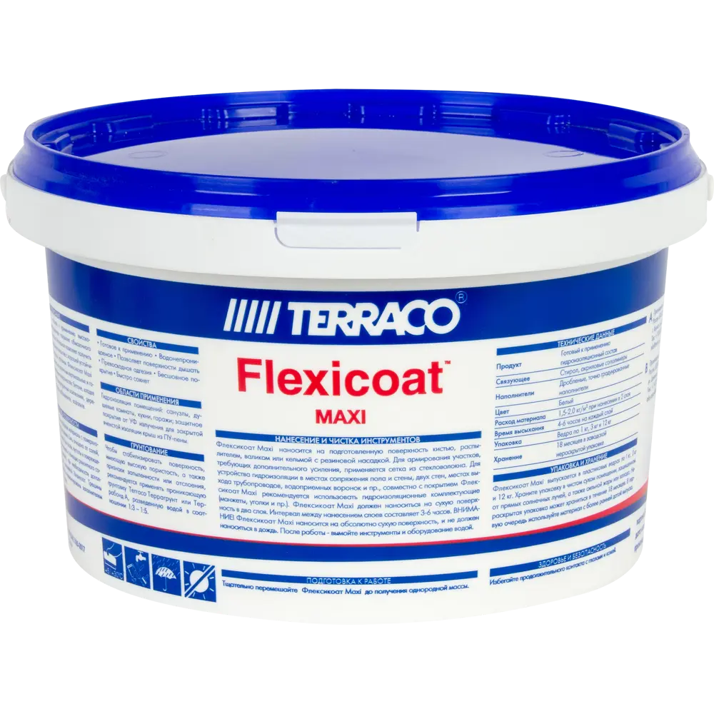 Мастика гидроизоляционная Terraco Флексикоат Maxi 3 кг Флексикоат Мaxi STLM-2175289 - Вид №1