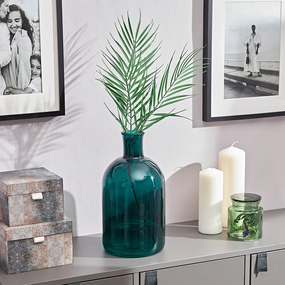 Ваза бутылочная 2 стекло цвет изумруд 32 см EVIS STLM-2191100