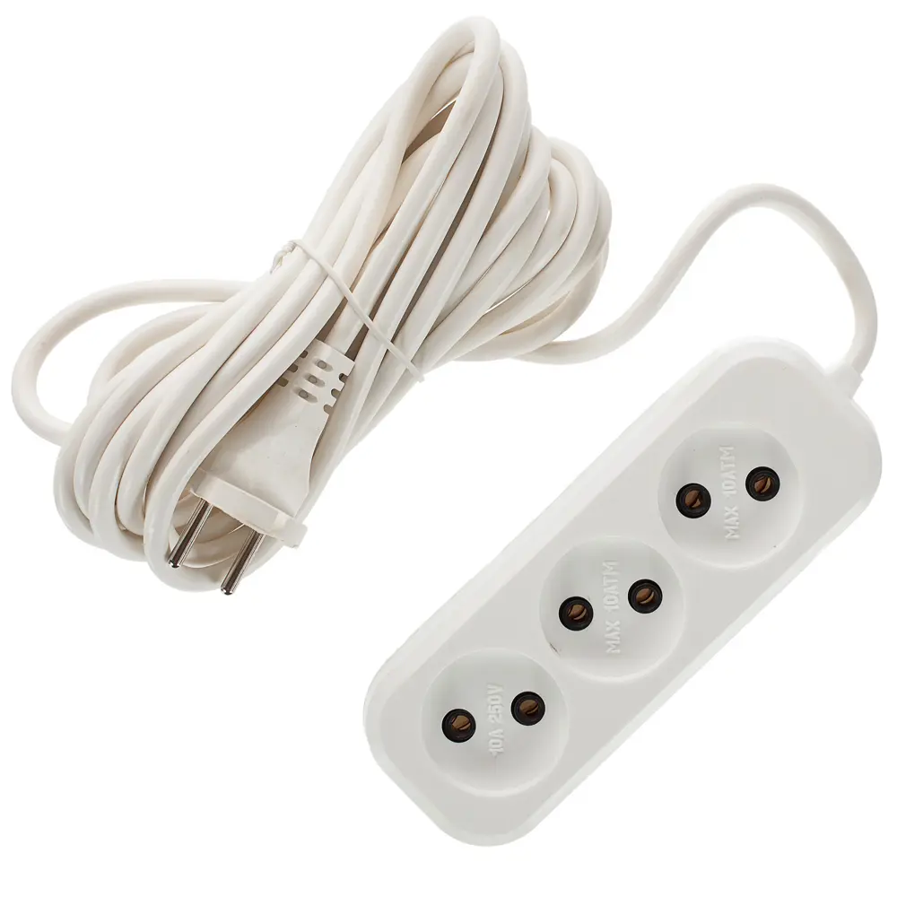 Удлинитель без заземления для маломощной техники 3 розетки 5 м цвет белый Santreyd STLM-2068603 - Вид №1