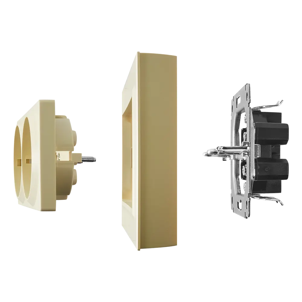 IEK Brite: Двойная розетка с заземлением в бежевом исполнении 87761502 STLM-1103832 - Вид №6