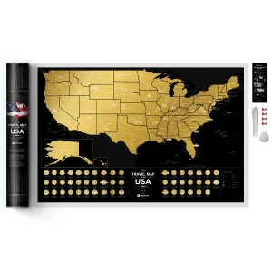 Карта черная The Travel Map of the USA Black 1DEA.ME ДИЗАЙНЕРСКИЕ 00-3880598 Черный