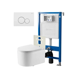 91937703 Комплект инсталляция и унитаз POINT Деметра PN41121 PN48557WC цвет кнопки хромированный цвет чаши белый STLM-1445619