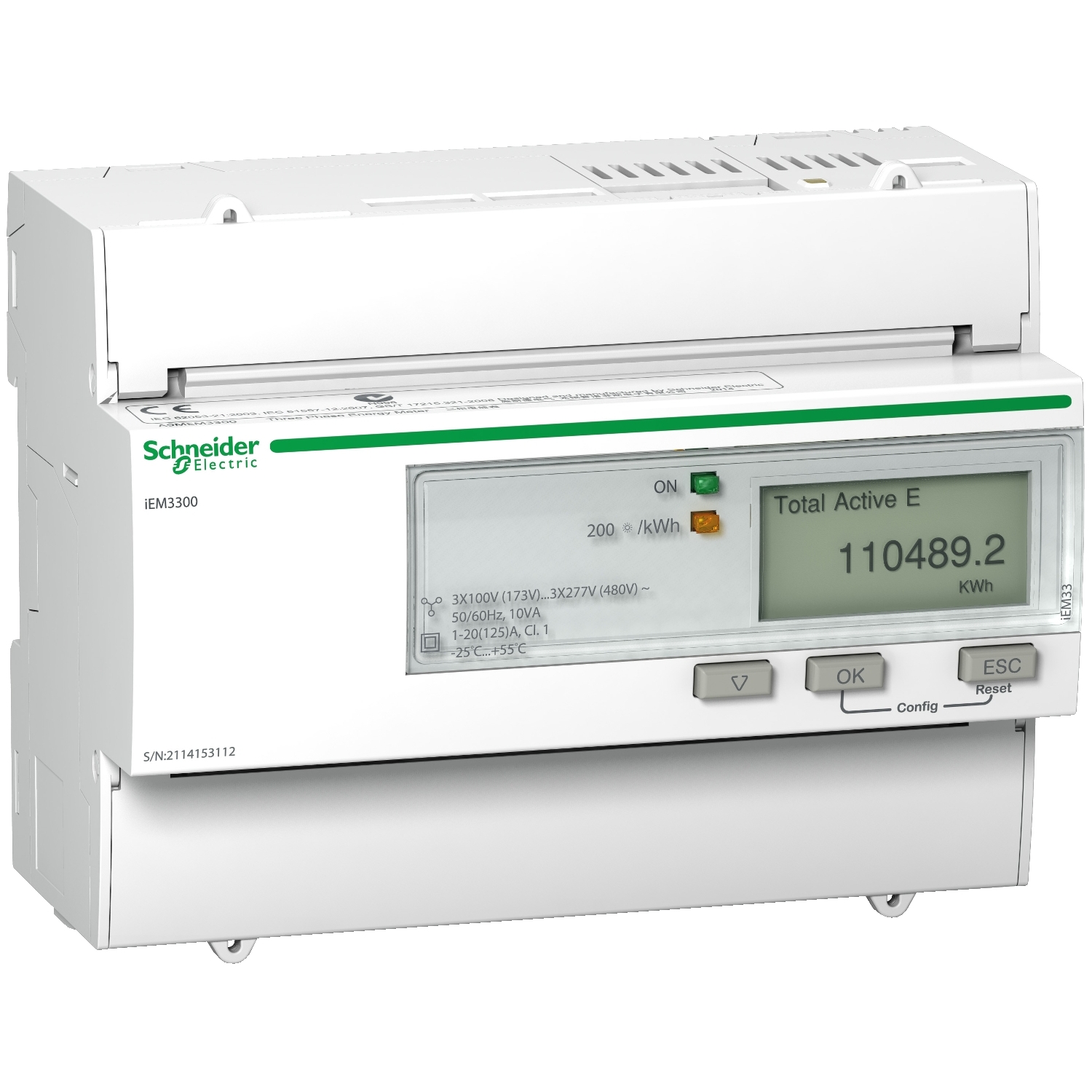 A9MEM3300RU Поверенный счетчик 3-ф актив. iEM3300 125А, 1 тариф Schneider Electric Acti 9 iEM3000 