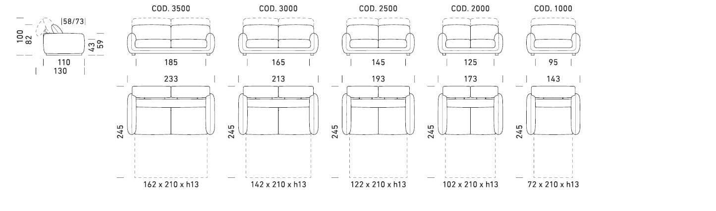Двуспальный диван-кровать из ткани Dienne Salotti Views ARCH-00071088 - Вид №6