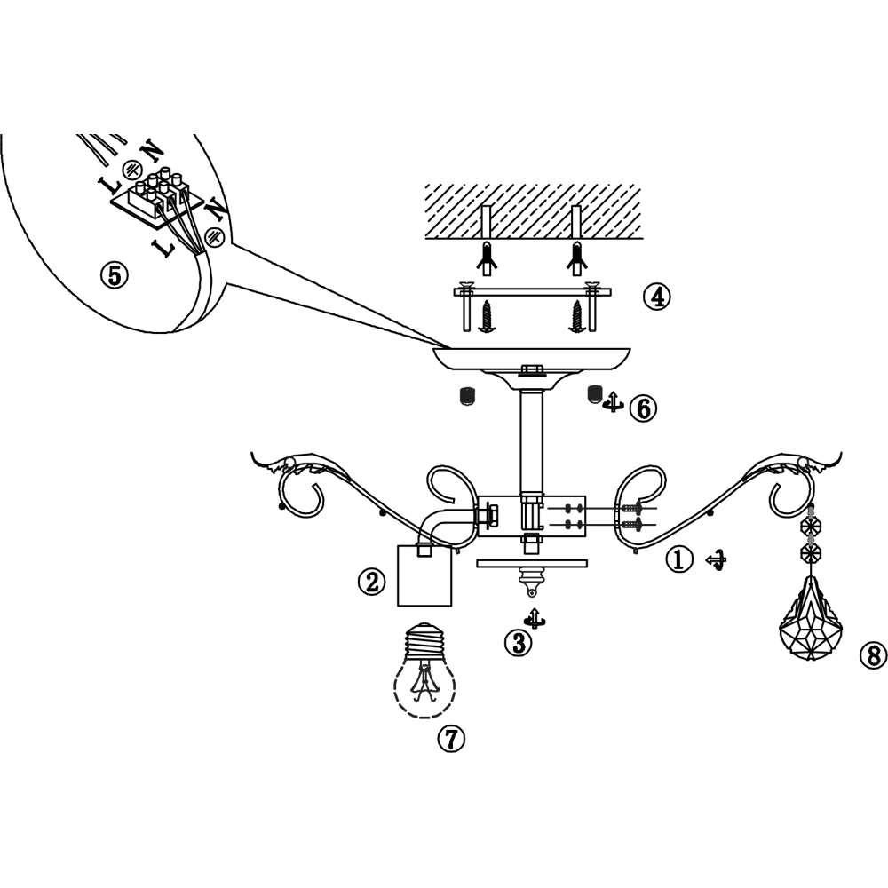 Люстра потолочная хрустальная Escada 1128/4, 4 лампы, 12 м², цвет золотистый STLM-2122339 - Вид №16