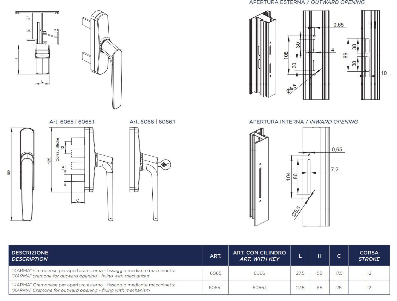 Cremonese наружное отверстие MASTER ITALY Karma ARCH-00079876 - Вид №2