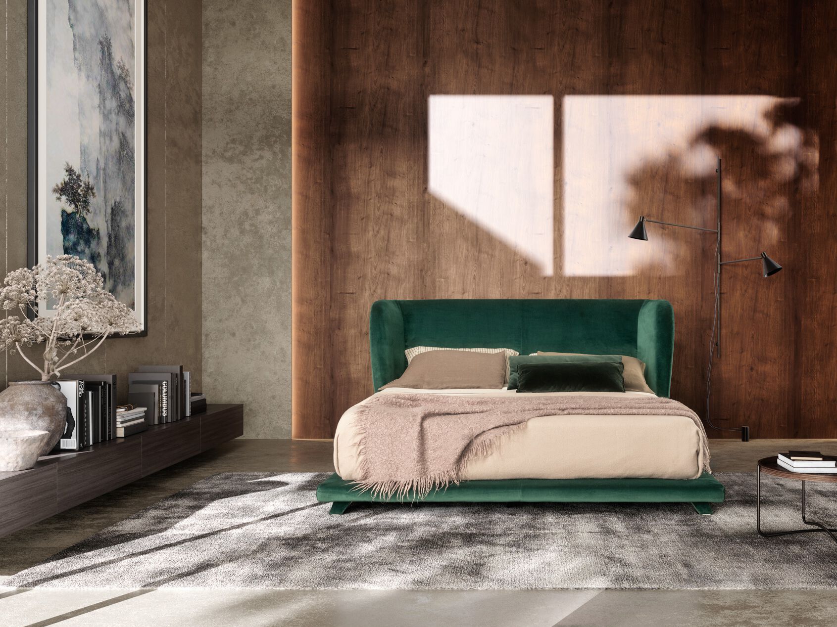 Двуспальная кровать из ткани с мягким изголовьем VALENTINI Criss Cross ARCH-00043872 - Вид №1