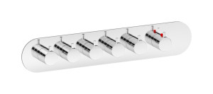 EUA522SSNKU Комплект наружных частей термостата на 5 потребителей - горизонтальная овальная панель с ручками Kusasi IB Aqua - 5 потребителей