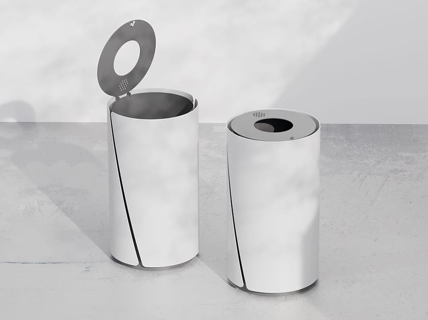 Корзина для мусора из оцинкованного листового металла с пепельницей и крышкой DIMCAR BOB ARCH-00081251