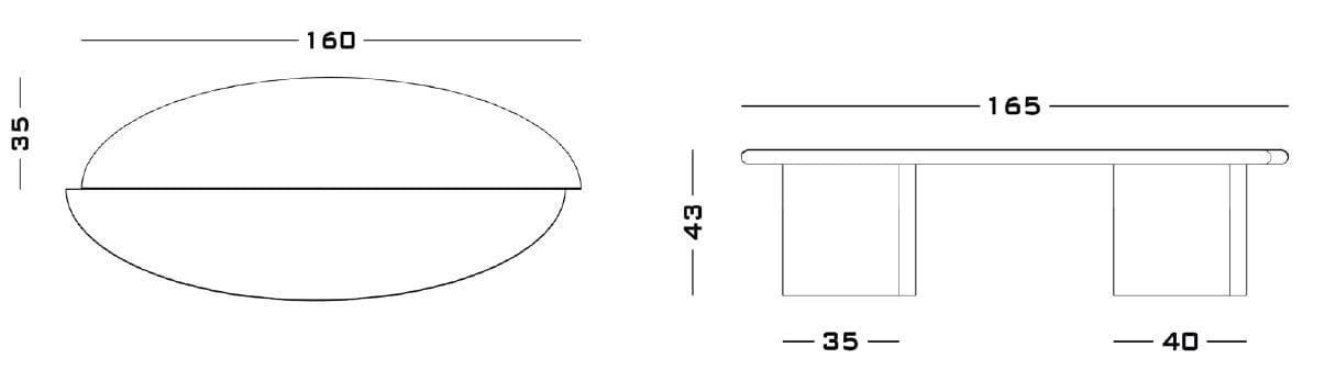 Каменный овальный низкий журнальный столик Secolo TAYMA X ARCH-00117043 - Вид №4