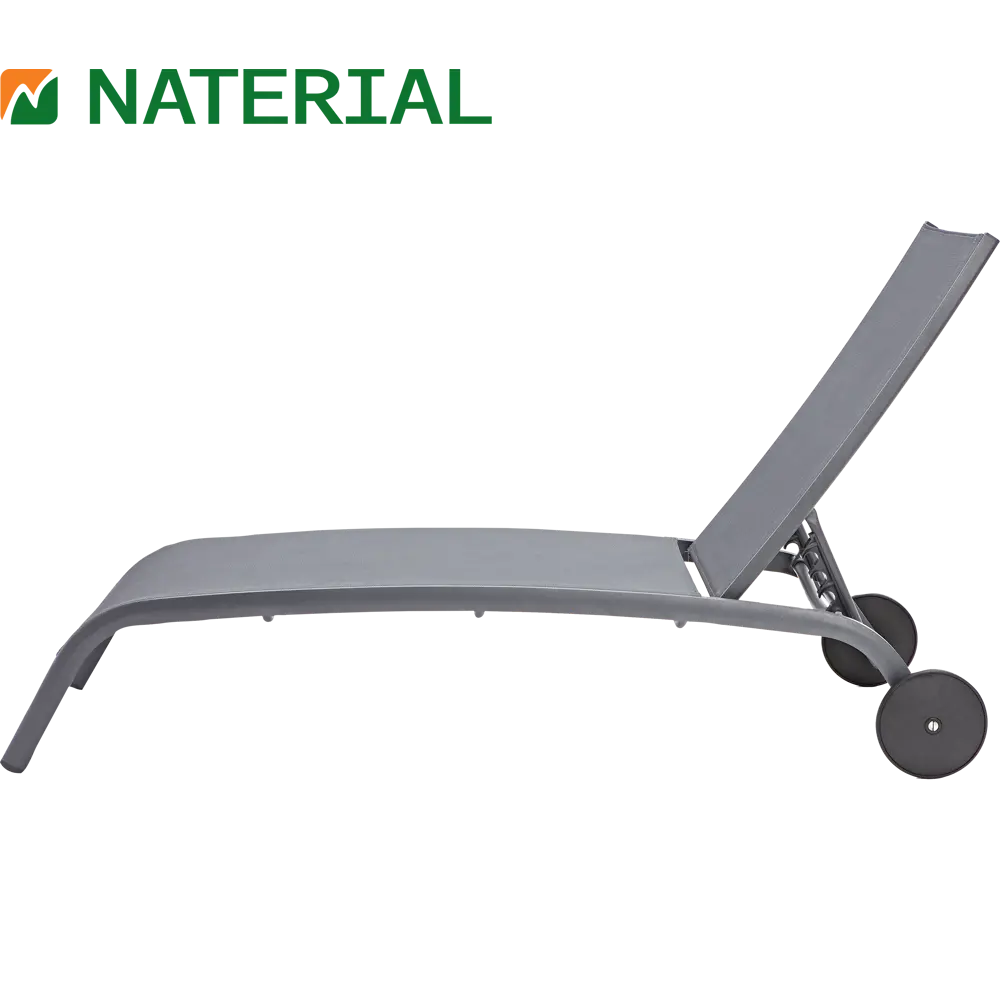 Шезлонг с колесами Naterial Lyra 207х63 см алюминий/ текстиль темно-серый STLM-2005957