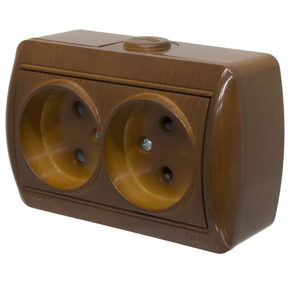 Розетка керамическая Lezard Nata 2 разъема без заземления цвет сосна STLM-2092720 - Вид №1