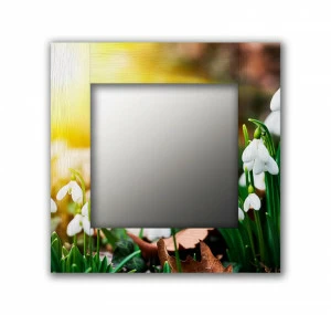 Зеркало настенное квадратное 60х60 см зеленое "Подснежники" ДОМ КОРЛЕОНЕ ДИЗАЙНЕРСКИЕ 00-3964852 Белый;желтый;зеленый