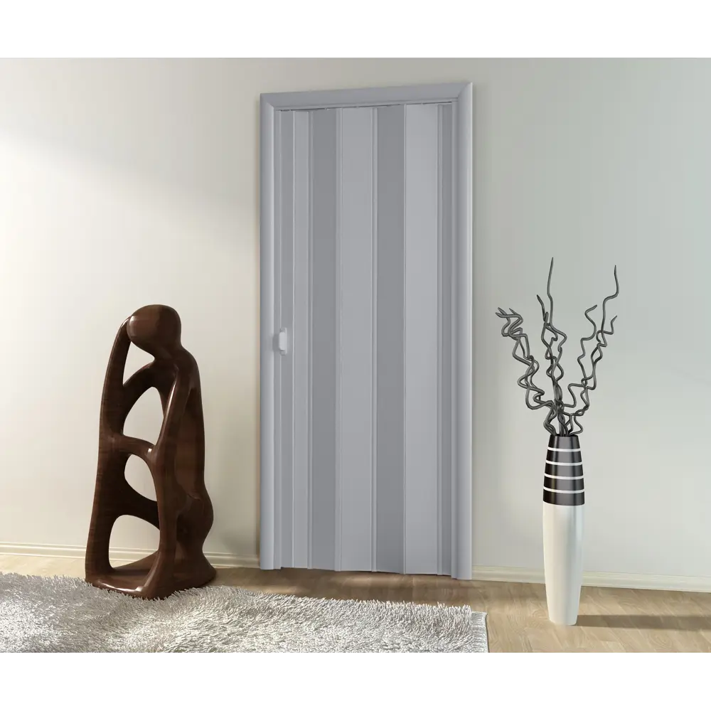 Дверь раздвижная (гармошка) ПВХ Стиль 204x84 см цвет серый РЕМСТРОЙПЛАСТ STLM-2001012 - Вид №6