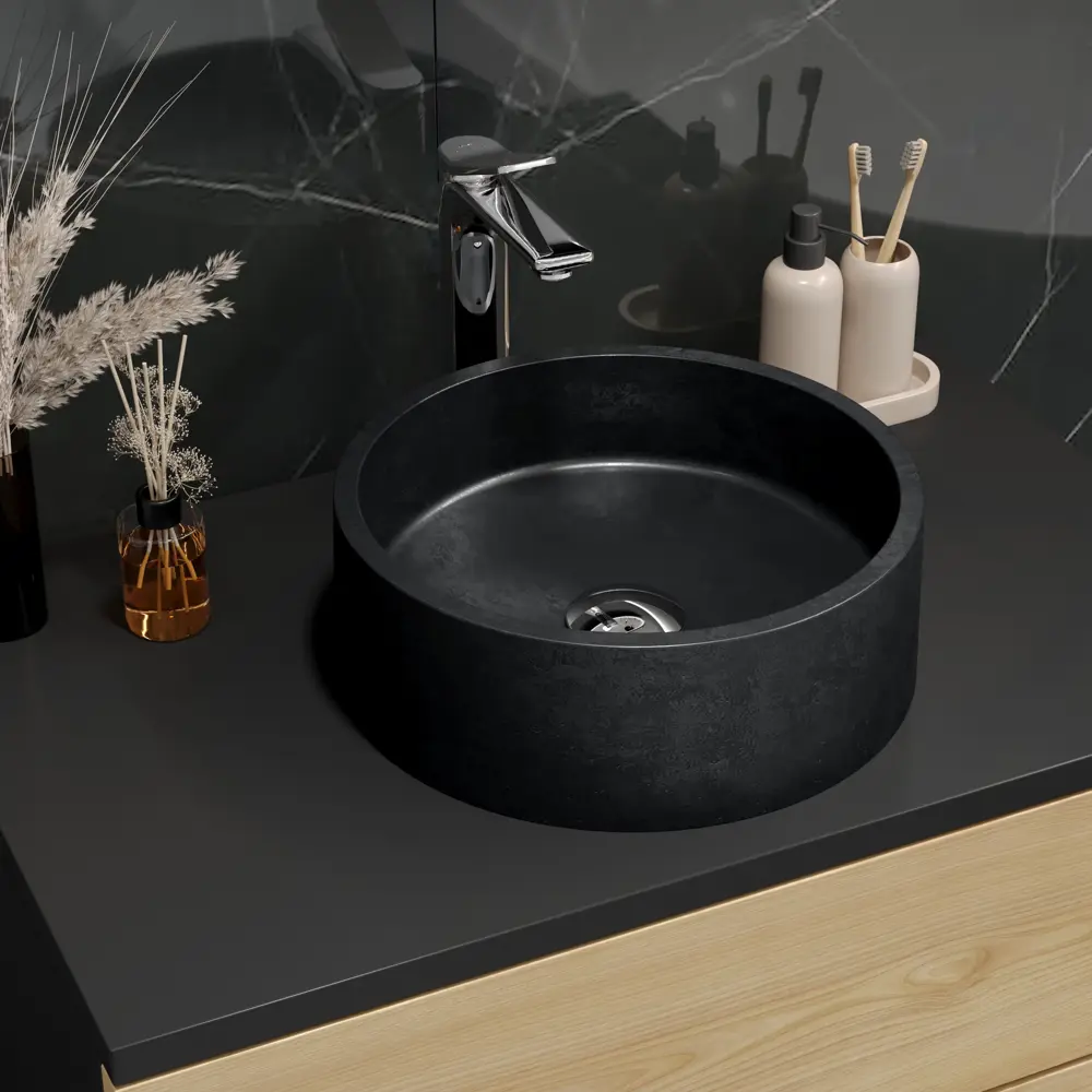 Раковина Round накладная 36x36 см цвет черный матовый Santreyd STLM-2084408 - Вид №2