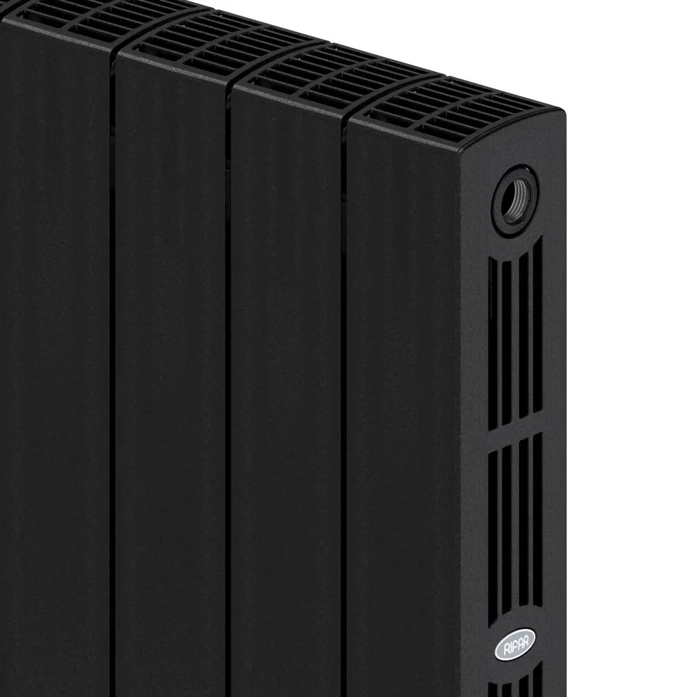 Радиатор секционный Rifar Supremo S50004RAL9005 500/90 4 секции боковое подключение биметалл черный 82560800 STLM-2013166 - Вид №3