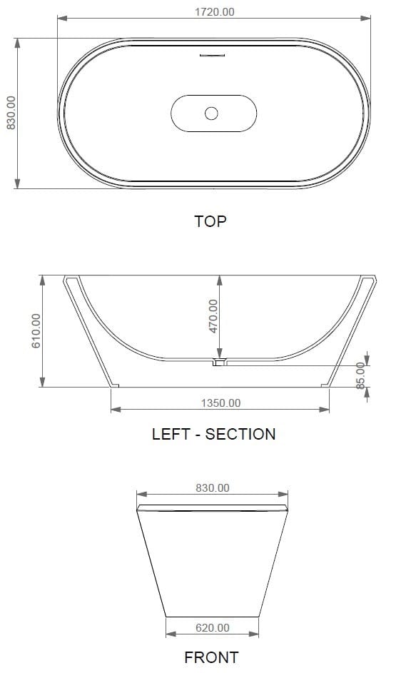 Акриловая овальная центральная ванна GSG Ceramic Design Cruise ARCH-00123080 - Вид №6