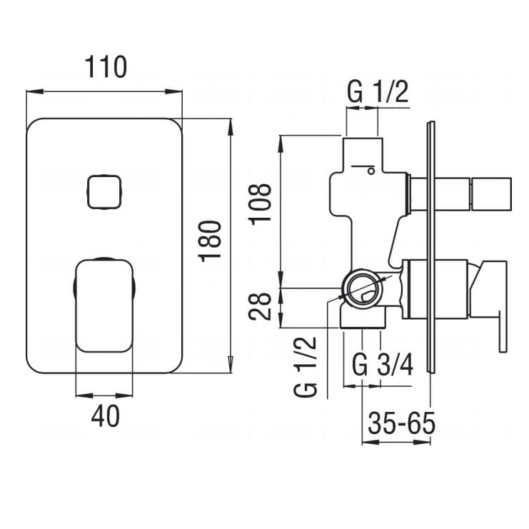 Смеситель для душа с пластиной Nobili петля ARCH-00142326 - Вид №3