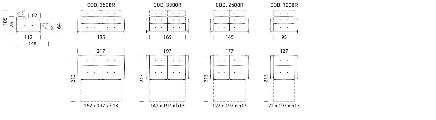 Двуспальный диван-кровать из ткани Dienne Salotti Views ARCH-00019515 - Вид №3