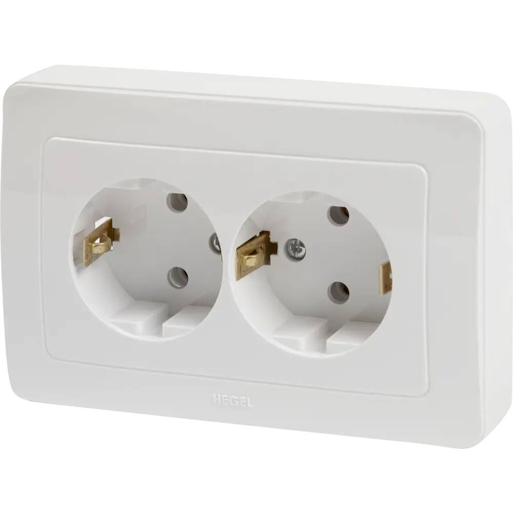 Розетка двойная Hegel с заземлением цвет белый STLM-2093352 - Вид №1