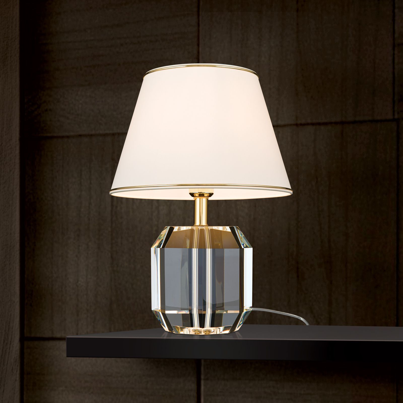 Настольная лампа из стекла и льна Orion Alexis ARCH-00078709 - Вид №1