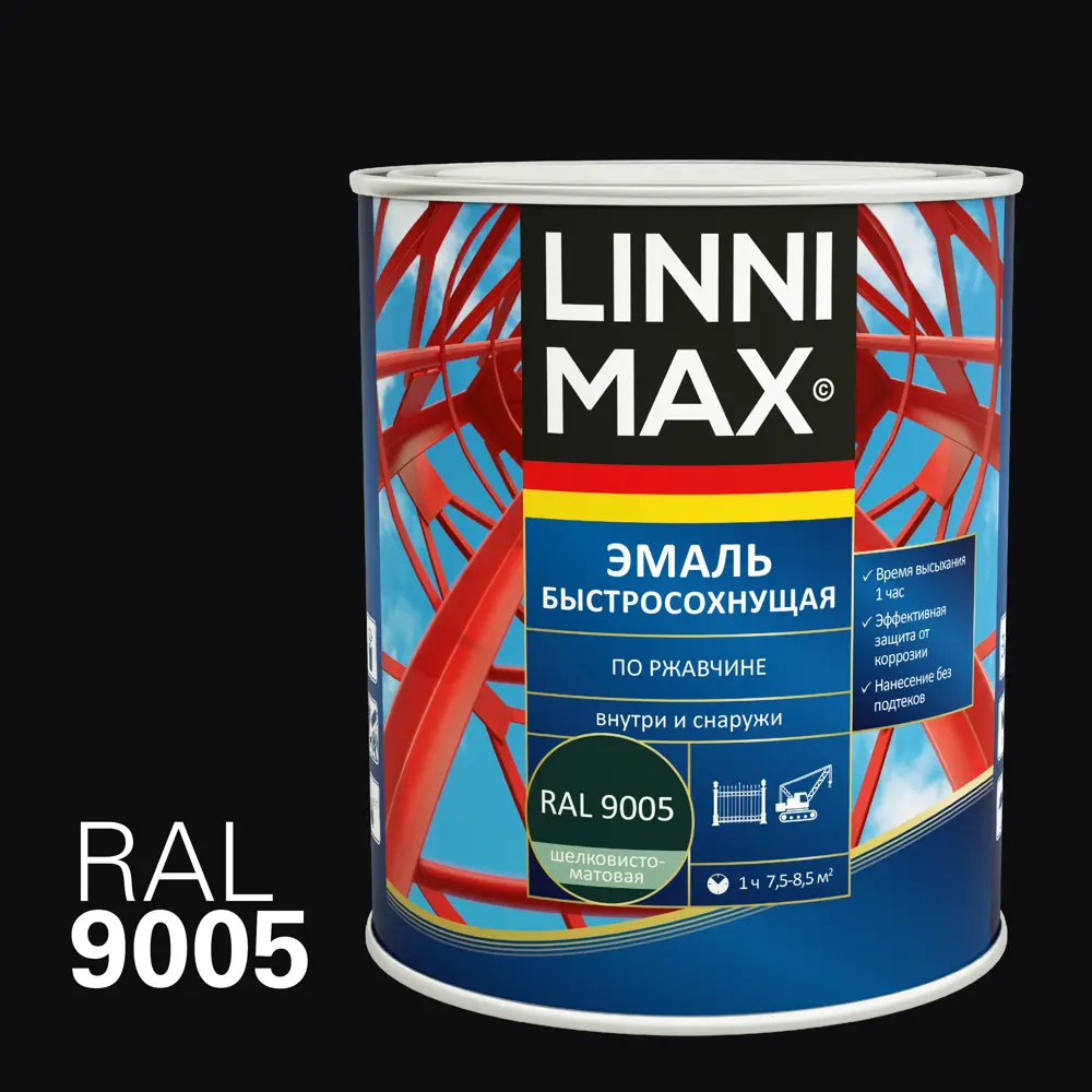 Грунт-эмаль по ржавчине LINNIMAX черная 0.75 л - защита и декор в одном флаконе 89379724 STLM-1547486