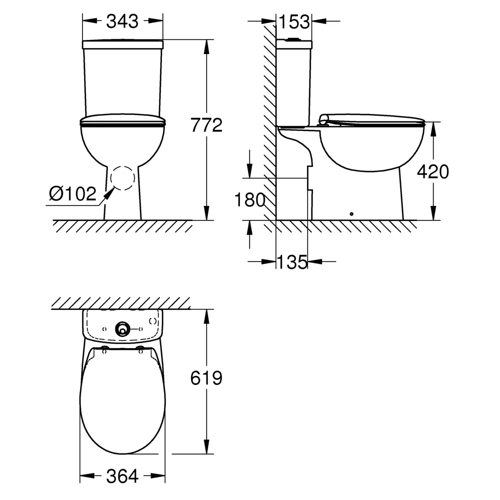 Унитаз-компакт Grohe Bau Ceramic горизонтальный выпуск двойной слив STLM-2009193 - Вид №5