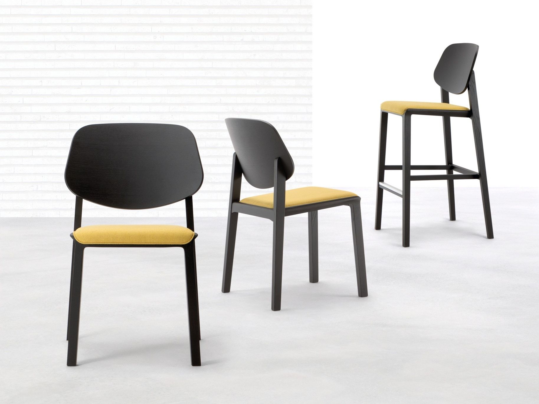 Высокий тканевый стул со спинкой с мягким сиденьем Cizeta двор ARCH-00033230 - Вид №2