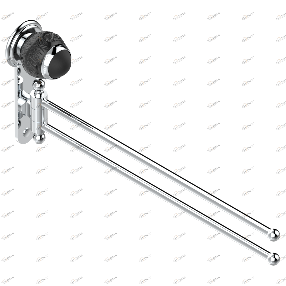 A2K-522 Полотенцедержатель двойной - 2 подвижные рейки - Д: 400 мм, диаметр : 16 мм Thg-paris Panthere с чёрным хрусталём Хром A2K-522 CAT.A