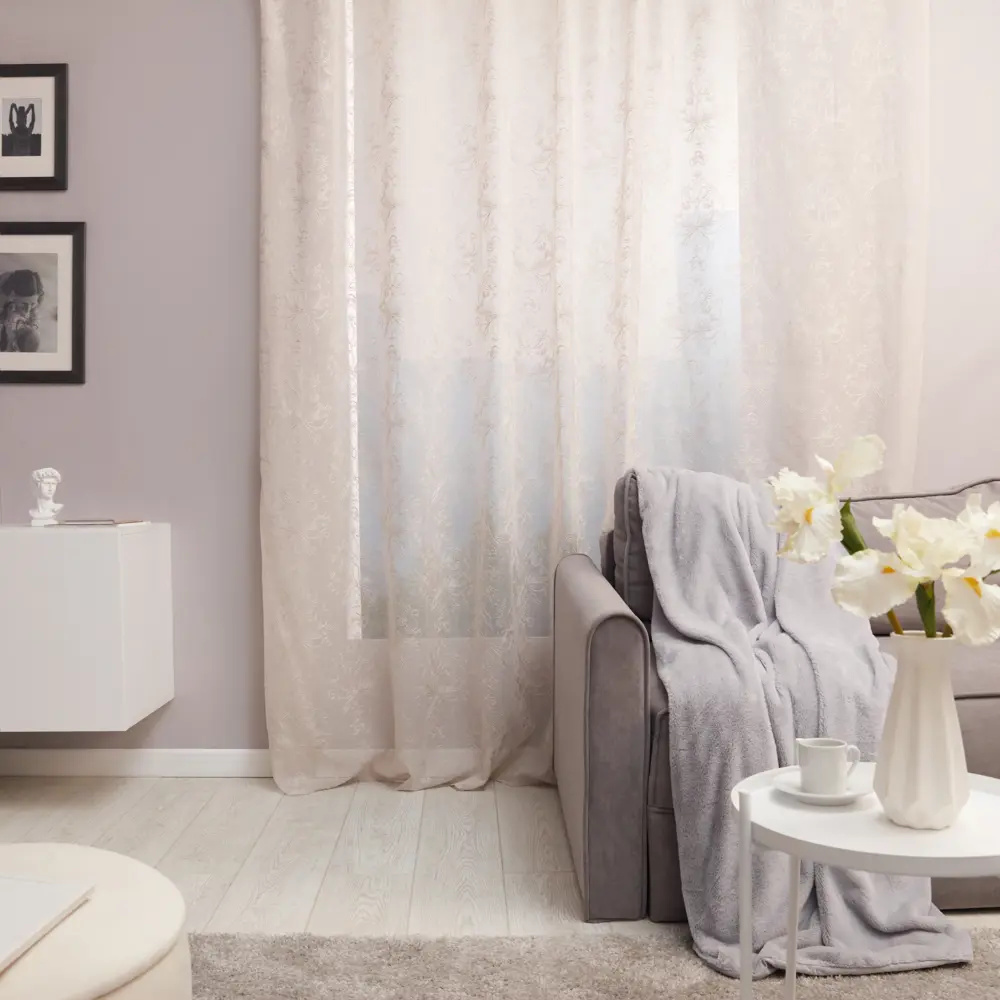 Тюль на ленте Inspire Jamy 285x280 см цвет Trench6 бежевый 83321650 STLM-2102382 