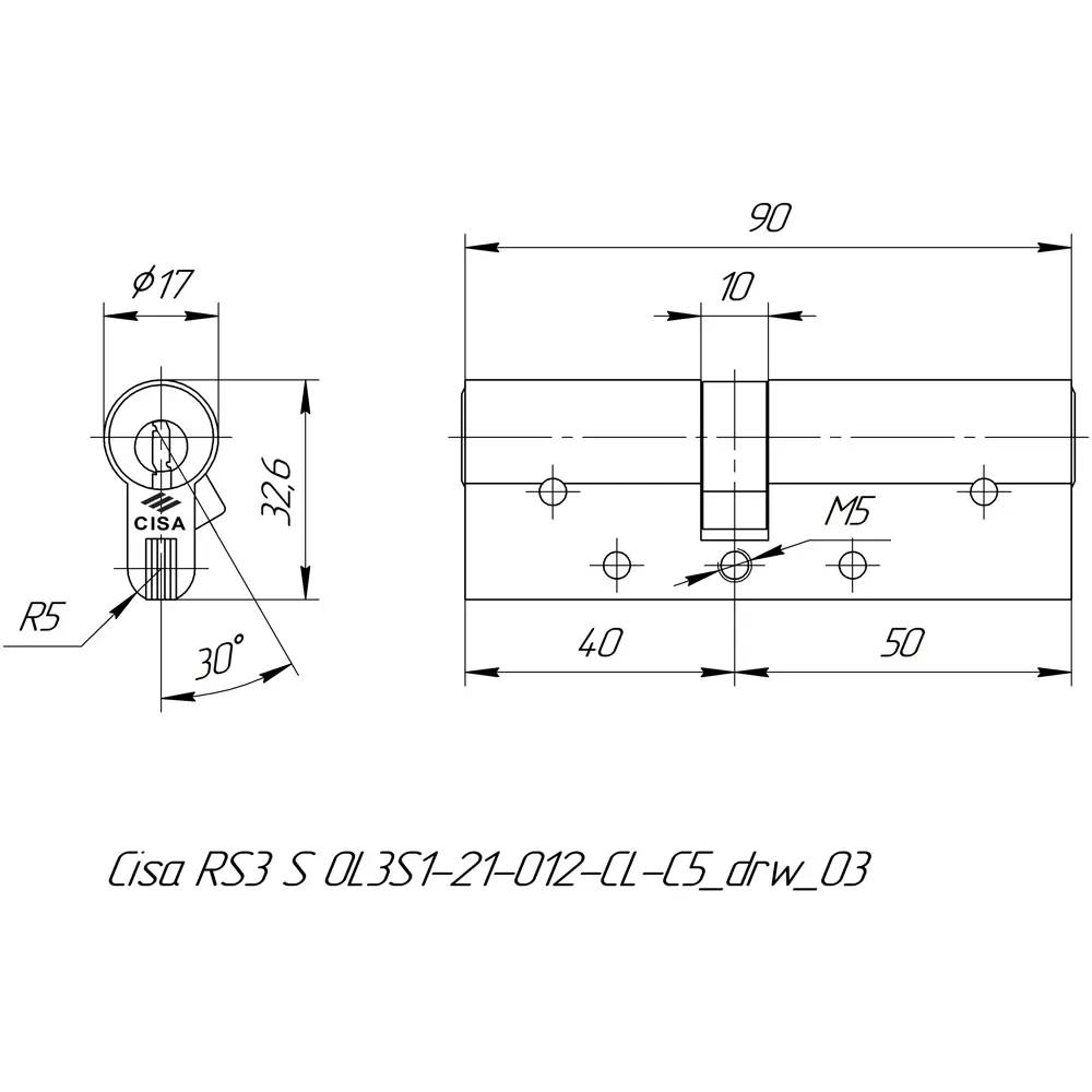 Цилиндр Cisa RS3 OL3S1-21.12, 35x10x45 мм, ключ/ключ, цвет никель STLM-2164526 - Вид №4