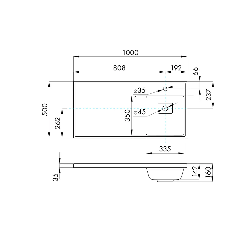 Раковина на стиральную машину Aquaton Лайн 100 см правая графит STLM-2029669 - Вид №5