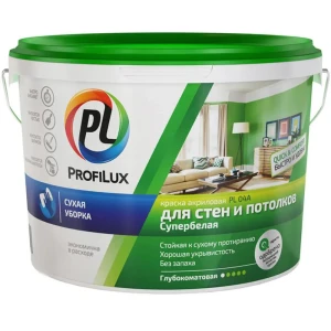Краска для стен и потолков акриловая Profilux PL- 04А глубокоматовая белая 1.4 кг