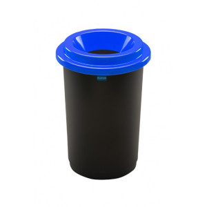 650-03 PLAFOR Контейнер для раздельного сбора мусора черная емкость и синяя воронкообразная крышка 50 л. Черный, синяя крышка