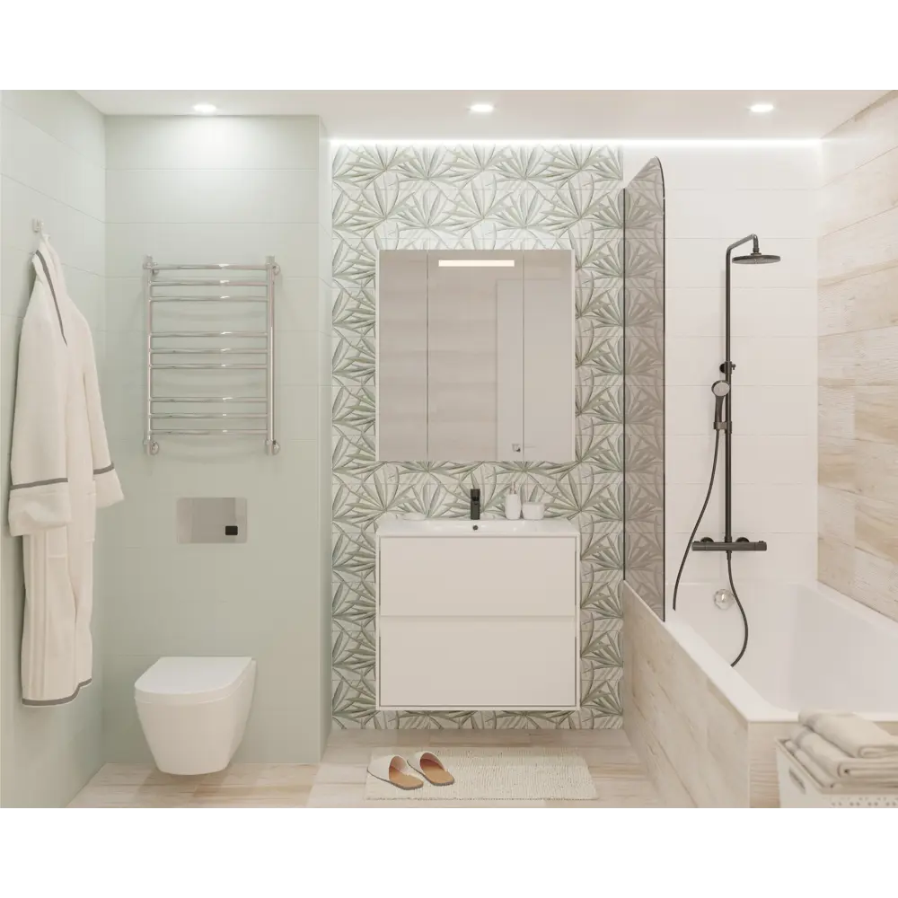 Декор настенный LB Ceramics Моана 19.8x39.8 см матовый цвет бело-зеленый STLM-2150275 - Вид №3