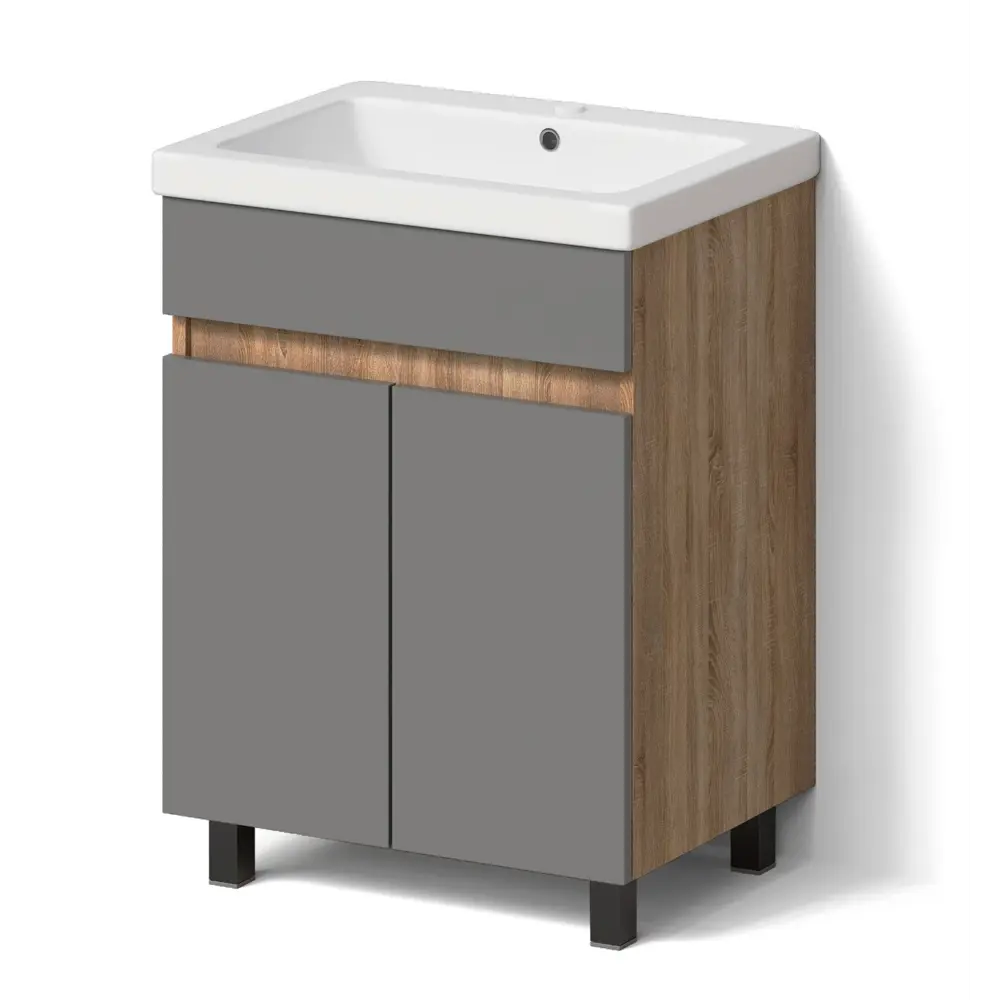 Santreyd Cube - подвесная тумба под раковину 60 см графит/дуб вотан 87894126 STLM-0076054