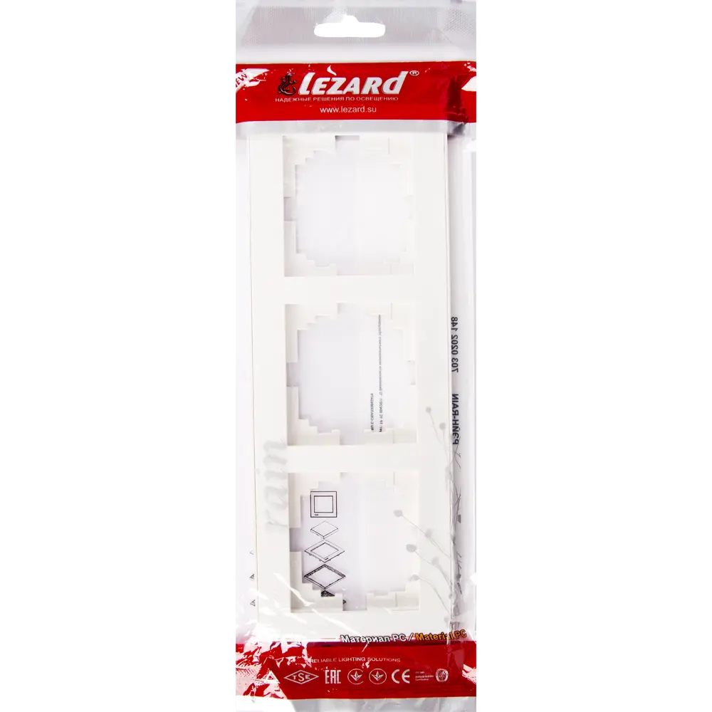 Рамка для розеток и выключателей Lezard Rain 3 поста, цвет белый STLM-2132536 - Вид №4