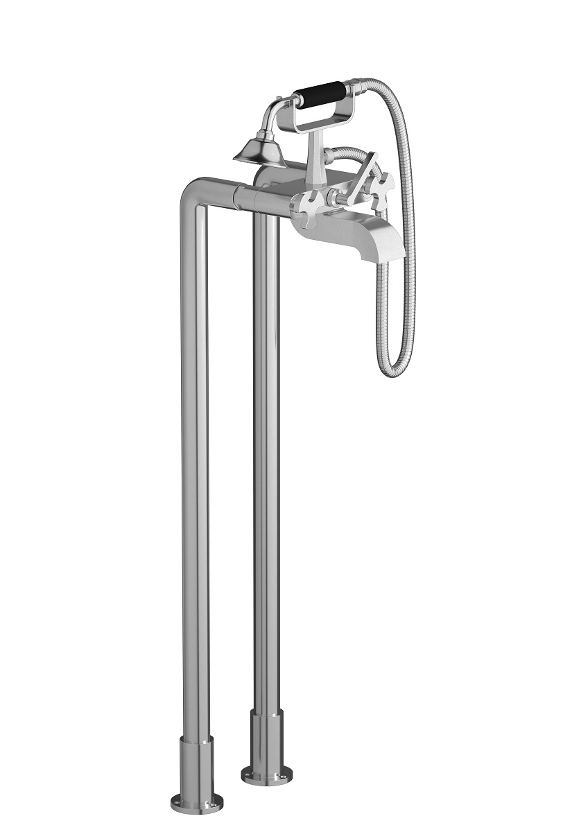 Напольный смеситель для ванны с 2 колоннами и душевым гарнитуром. WE ARE IB bt700ss Brushed Nickel Belmondo 