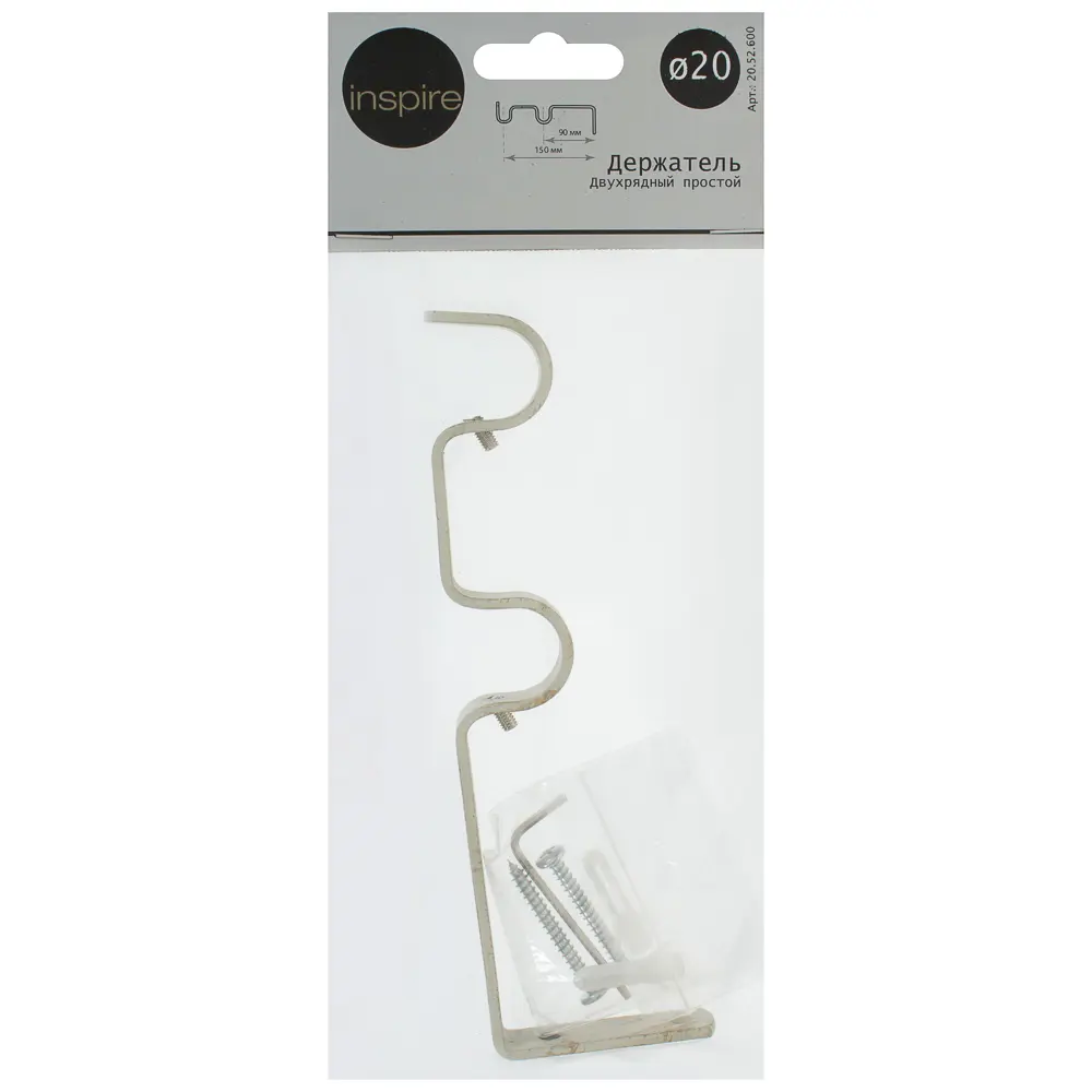 Держатель двухрядный простой Inspire 8/14 см цвет белый антик STLM-2034346 - Вид №4