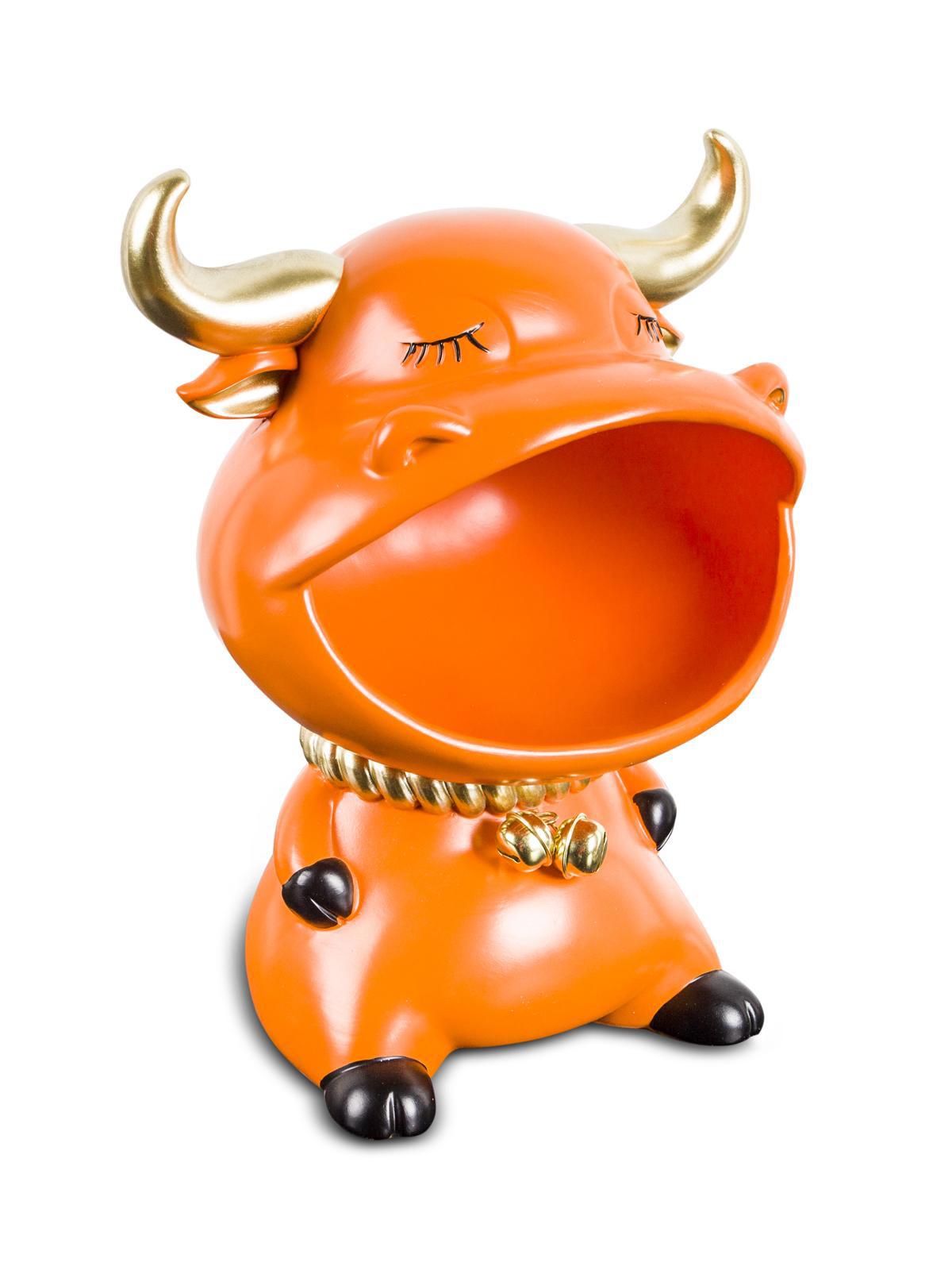 90175259 Дизайнерская статуэтка - бык с нишей для мелочей оранжевый STLM-0123736 MY iNTERNO