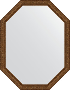 BY 7032 Зеркало в багетной раме - виньетка состаренная бронза 56 mm EVOFORM Octagon