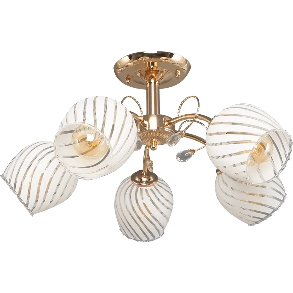 Люстра потолочная «Арабеска» КС30068/5С, 5 ламп, 15 м², цвет белый/золотой КЛЮЧНИК STLM-2009108