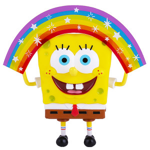 EU691001 Спанч Боб радужный (мем коллекция), 20 см, пластиковый SpongeBob