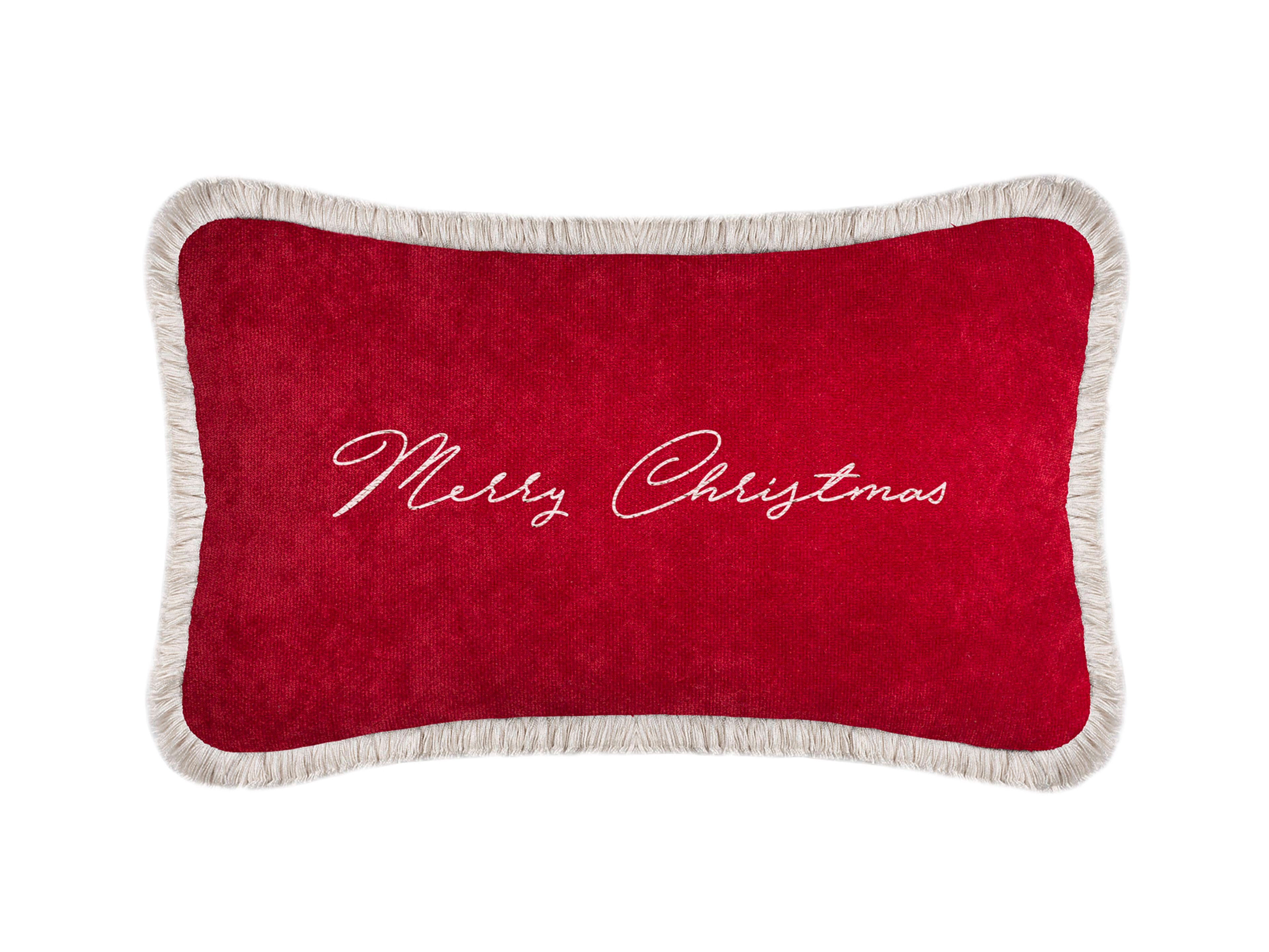 Прямоугольная бархатная подушка с надписью LO DECOR Рождественское настроение ARCH-00135141 - Вид №2