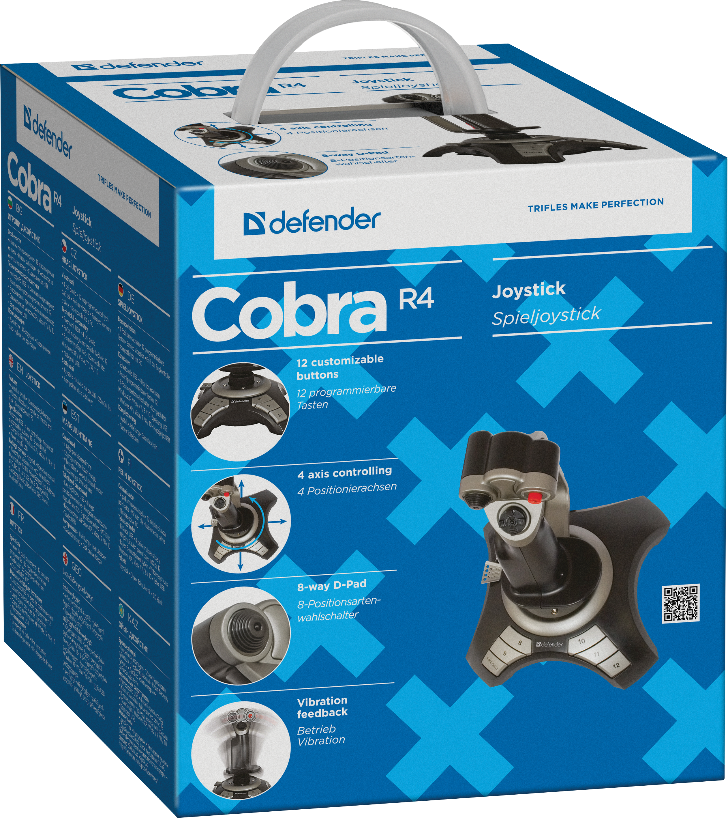 64304 игровой джойстик cobra r4 4 оси, 12 кнопок, вибрация Defender Santreyd  - Вид №6