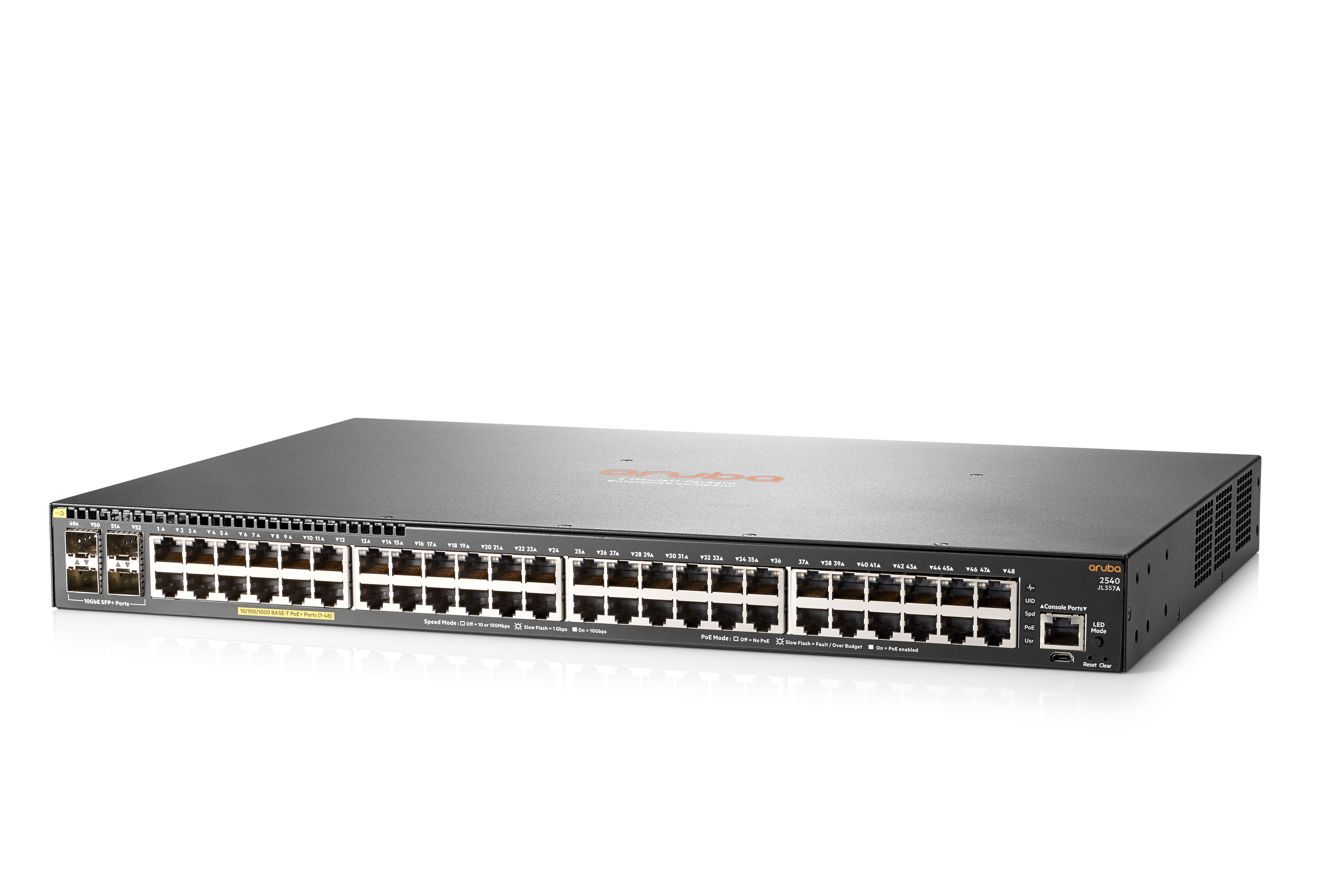 JL357A#ABB Aruba 2540 48g poe+ 4sfp+ switch HP Enterprise Santreyd  - Вид №1